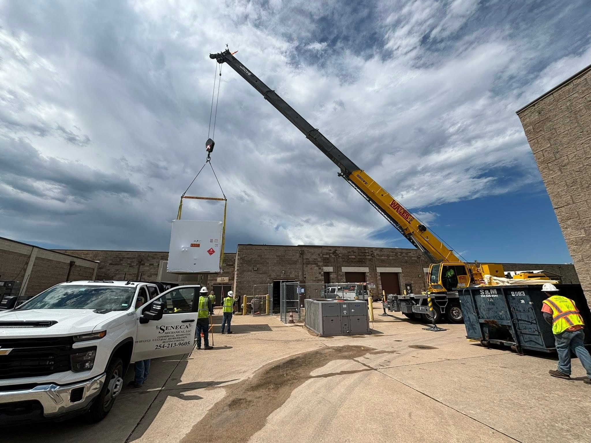 Mechanical equipment guided into place during a crane set